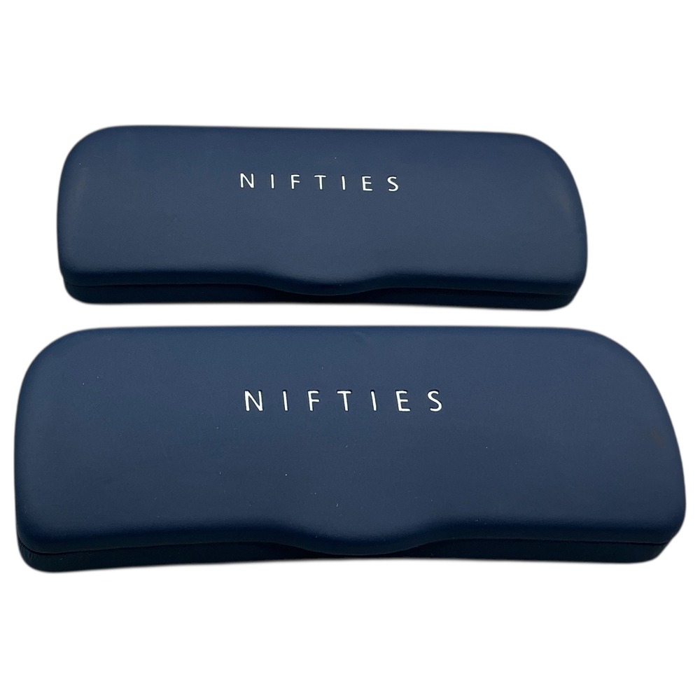 Nifties Set of 2 Blue Hard Shell Glasses Cases Red Velvet Interior